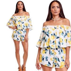 Izzy & Lola lemon off the shoulder romper